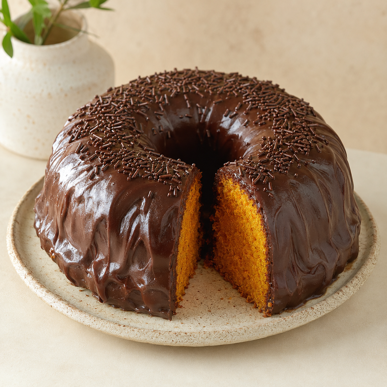Bolo de cenoura com brigadeiro