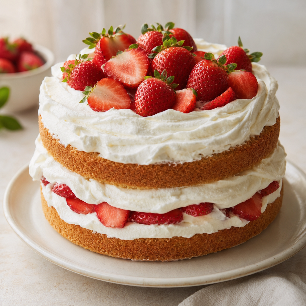 Bolo de morango com chantilly