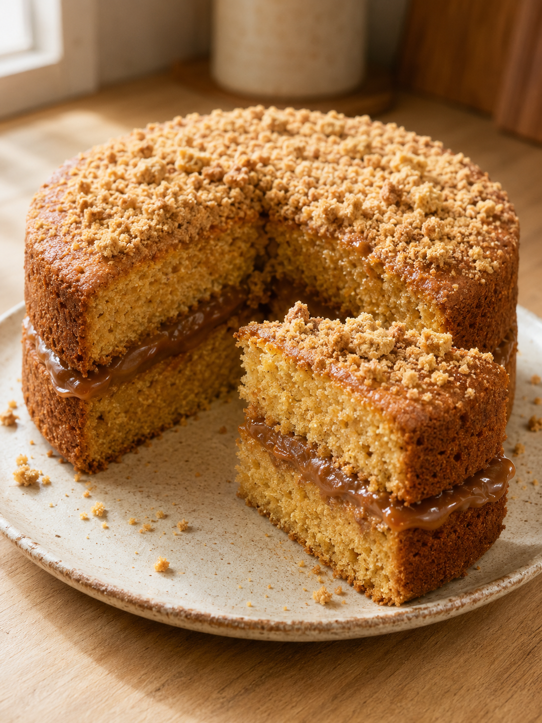 Bolo de paçoca com doce de leite